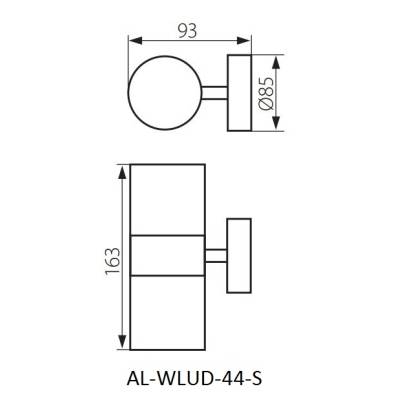 Wandaufbauleuchte, UP+DOWN, edelstahl, für GU10 max. 2x35 W, IP44, exkl. Leuchtmittel